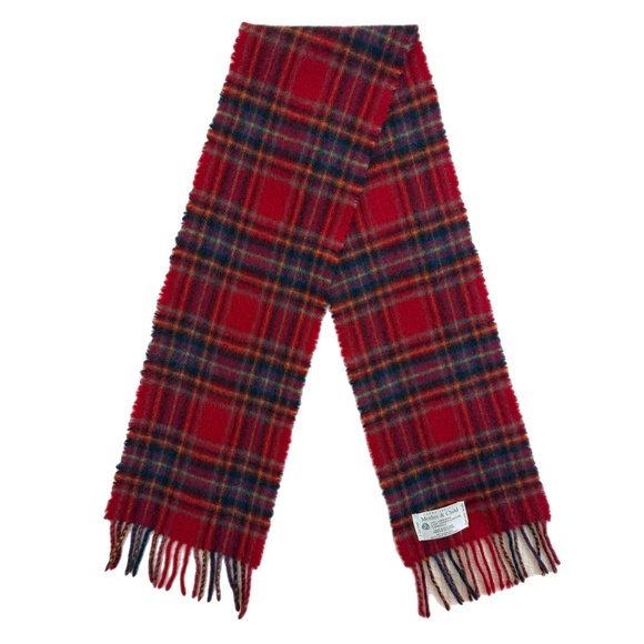 Laura Ashley 🇬🇧 Red Tartan Lambswool Children’s Scarf – Made in Scotland - Picture 3 of 8